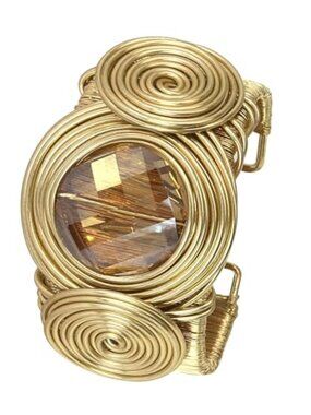 Chunky African Bracelets For Women Colorful Gold Wire Wide Sparkly Rhinestone